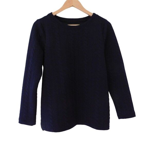 Talbots Pullover Sweatshirt Long‎ Sleeve Blue Side Slit Tunic Blue Cable PM - Picture 5 of 5